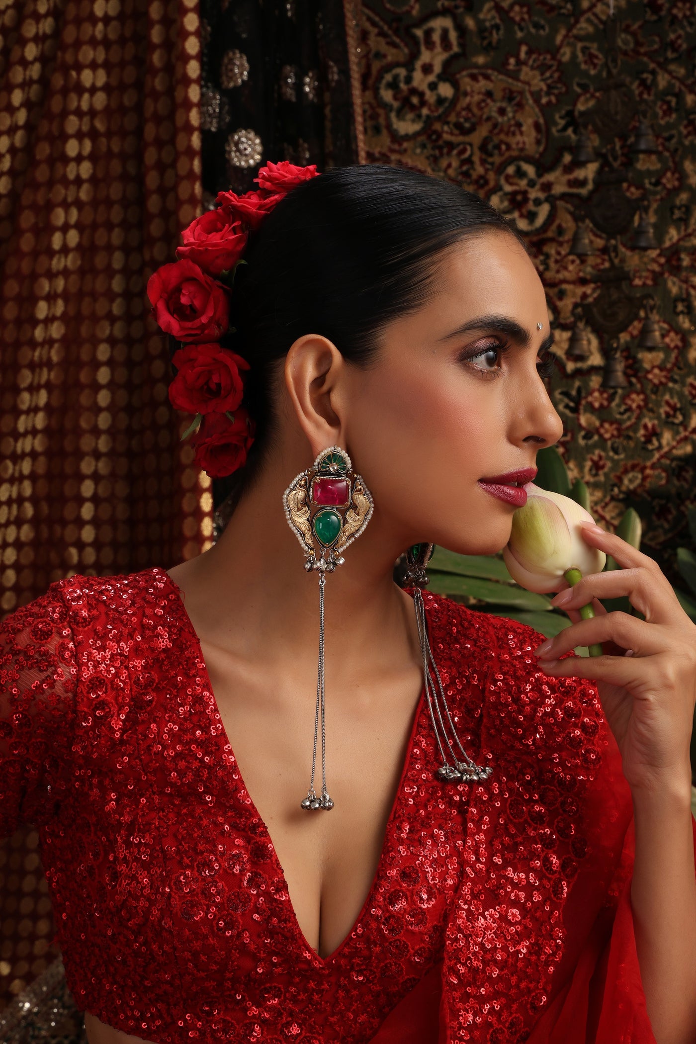 Reva Emerald Dangler Earrings