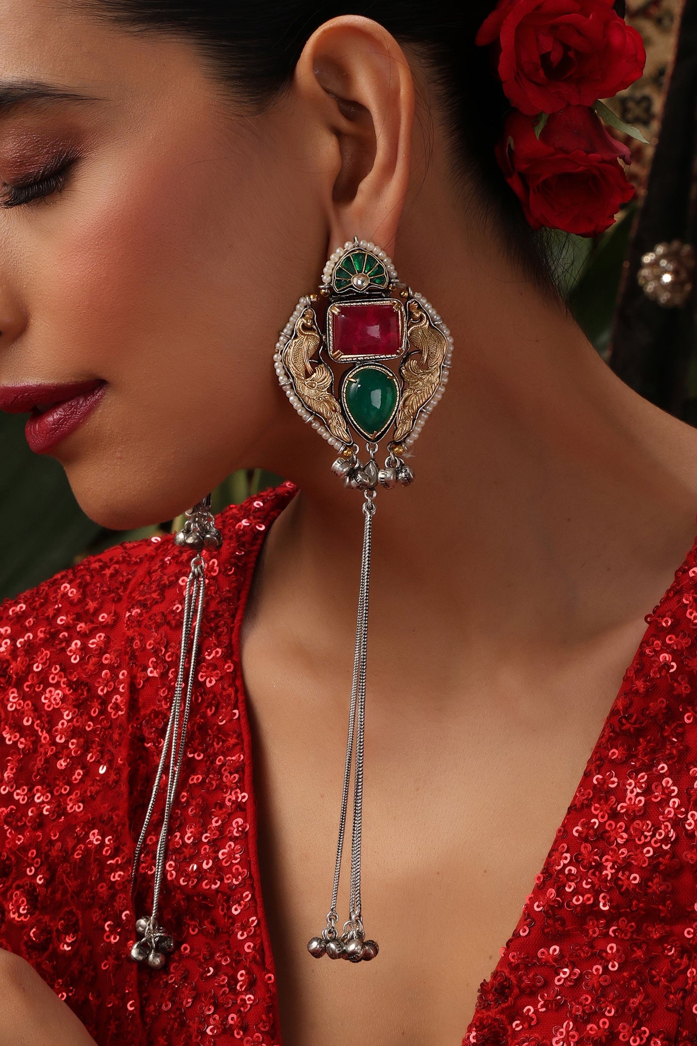 Reva Emerald Dangler Earrings
