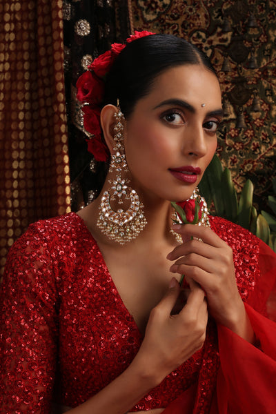 Noorani Gold Polki Chandbali Earrings