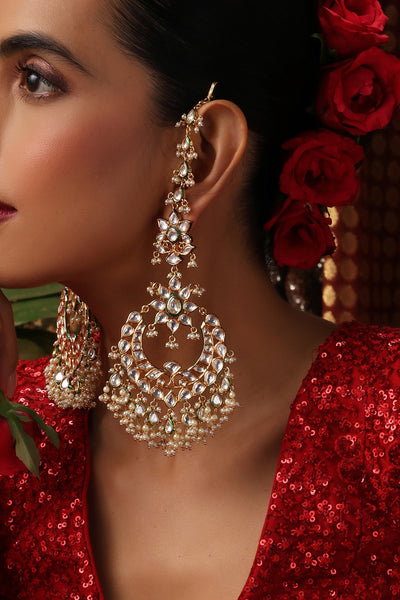 Noorani Gold Polki Chandbali Earrings