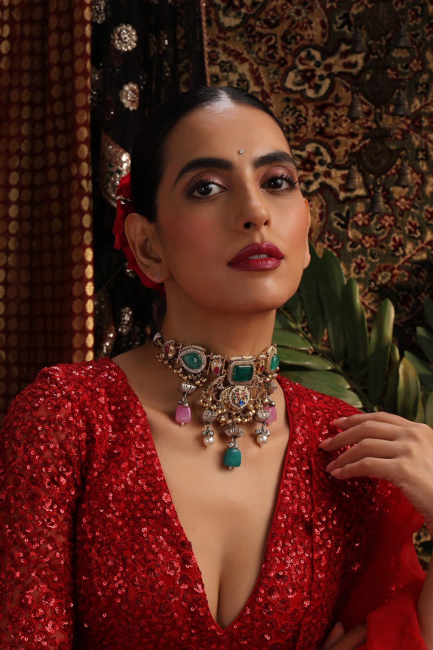 Gautami Multicolour Silver Choker