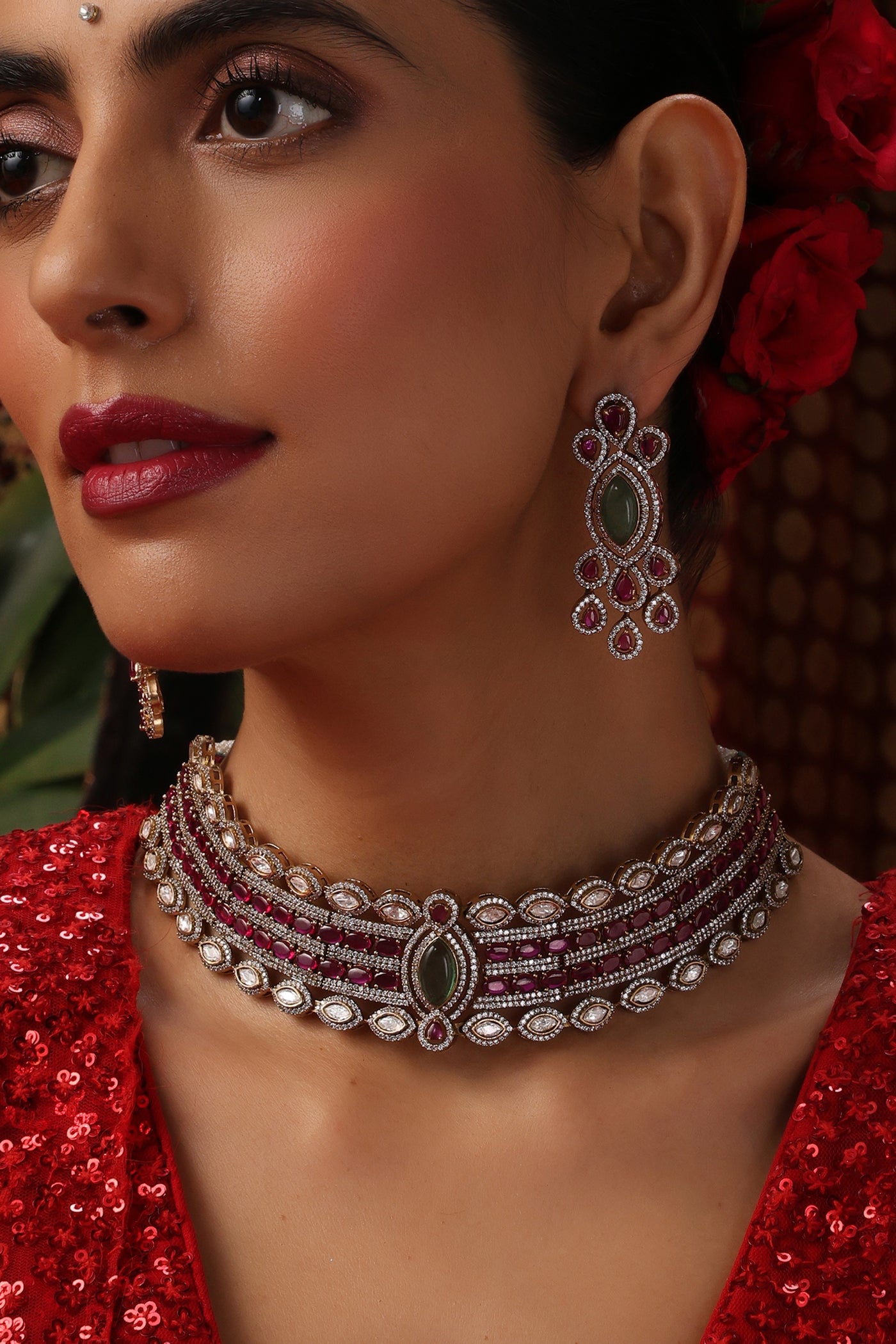 Faarya Multicolour Zirconia Choker Set