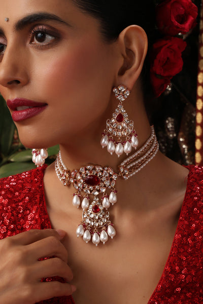 Panchita Red Polki Choker Set