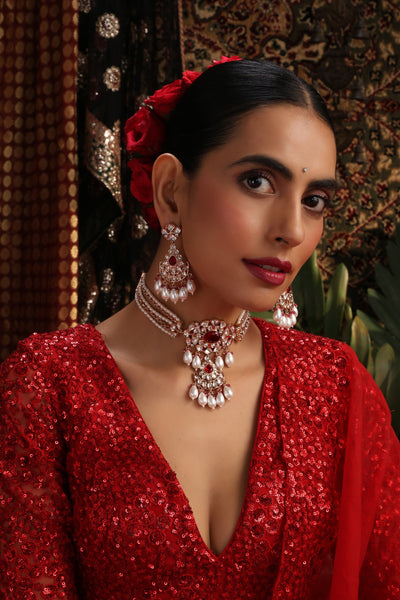 Panchita Red Polki Choker Set