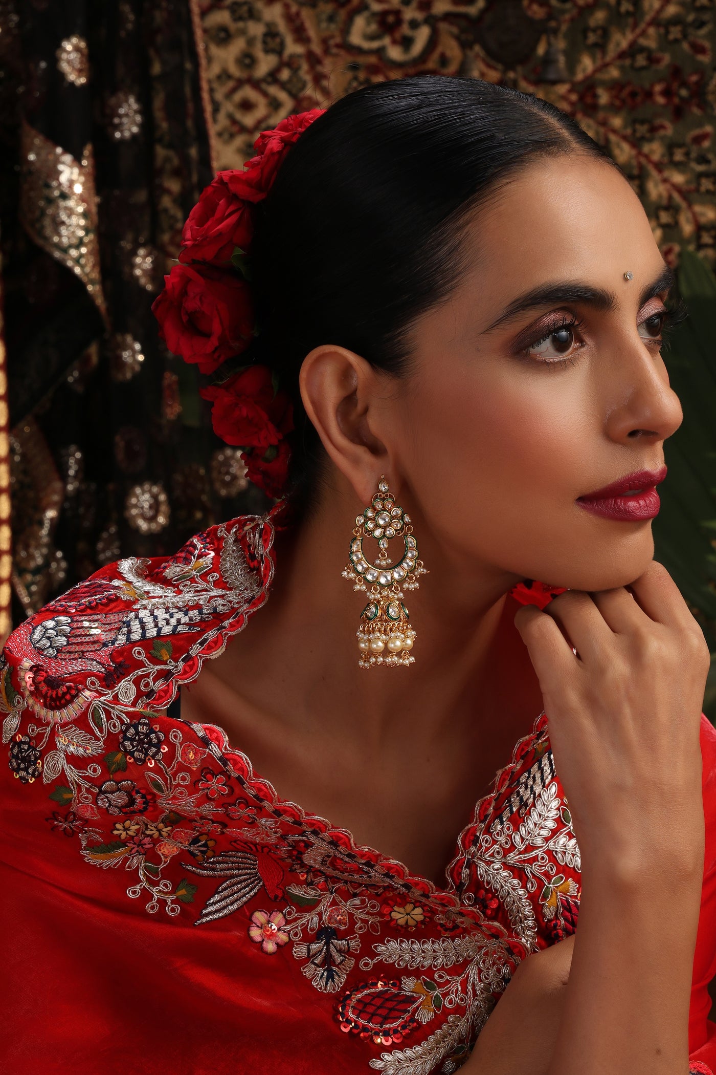 Sargam Gold Polki Jhumka Earrings