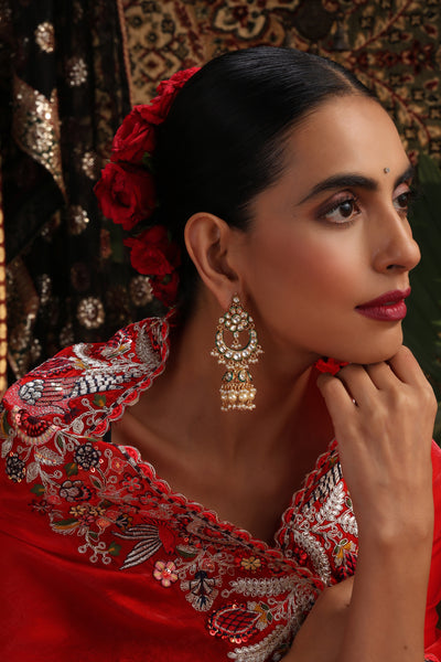 Sargam Gold Polki Jhumka Earrings