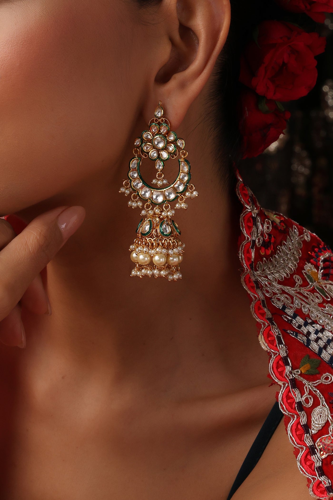 Sargam Gold Polki Jhumka Earrings