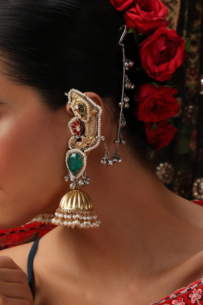Afsana Emerald Jhumka Earrings