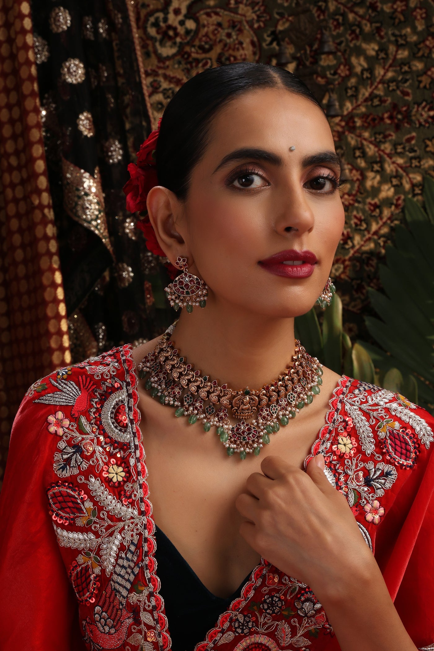 Prasanthi Multicolour Temple Choker Set