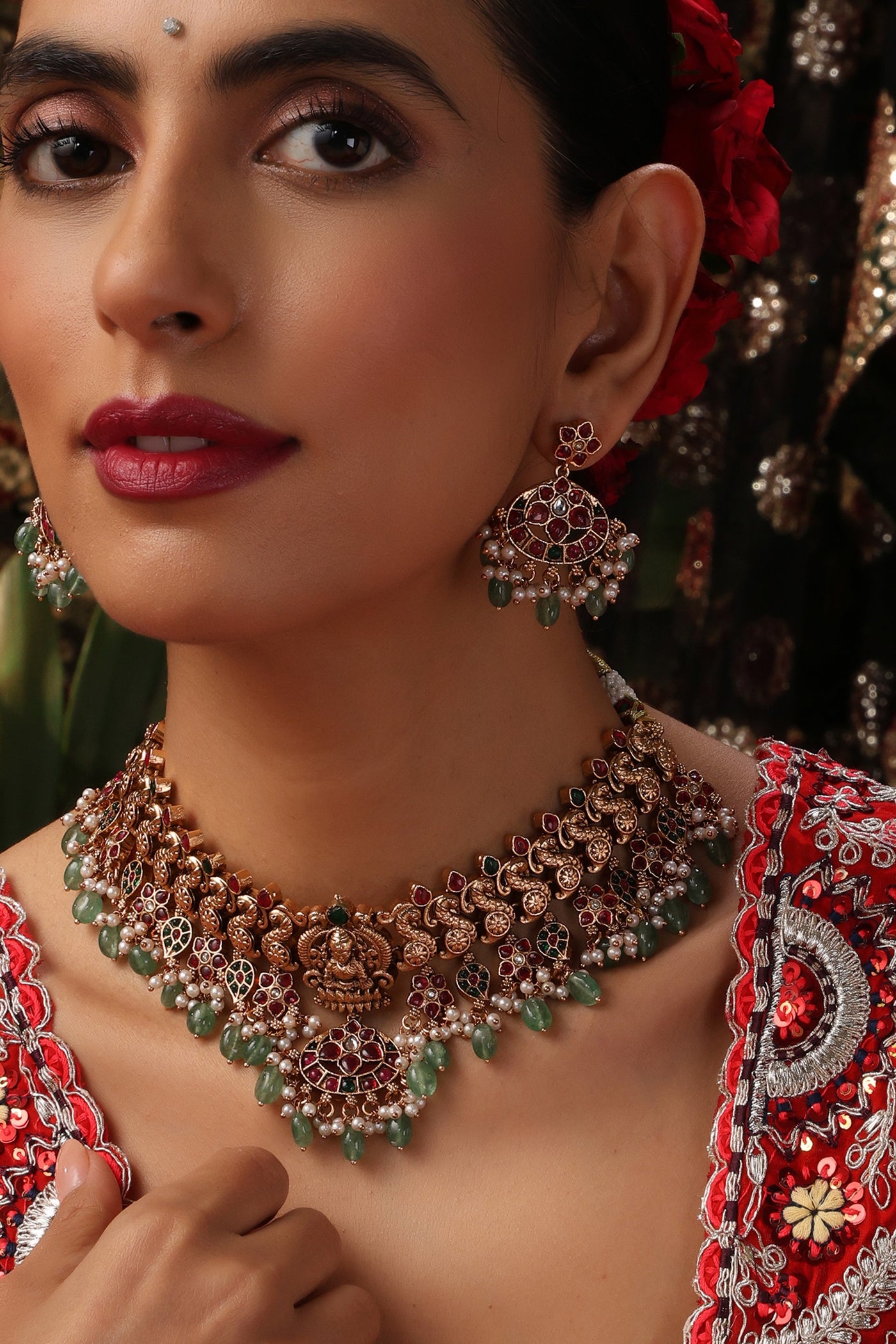 Prasanthi Multicolour Temple Choker Set