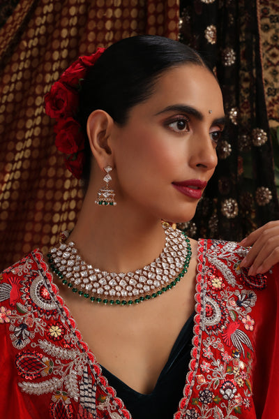 Shalen Green Polki Necklace Set