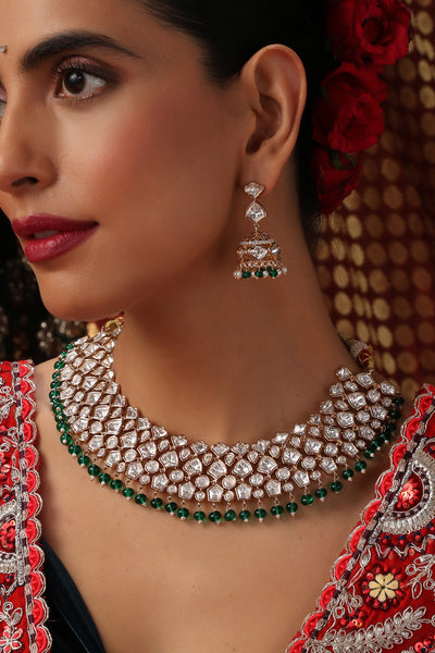 Shalen Green Polki Necklace Set