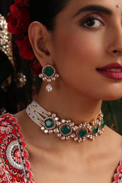 Anaira Emerald Polki Choker Set