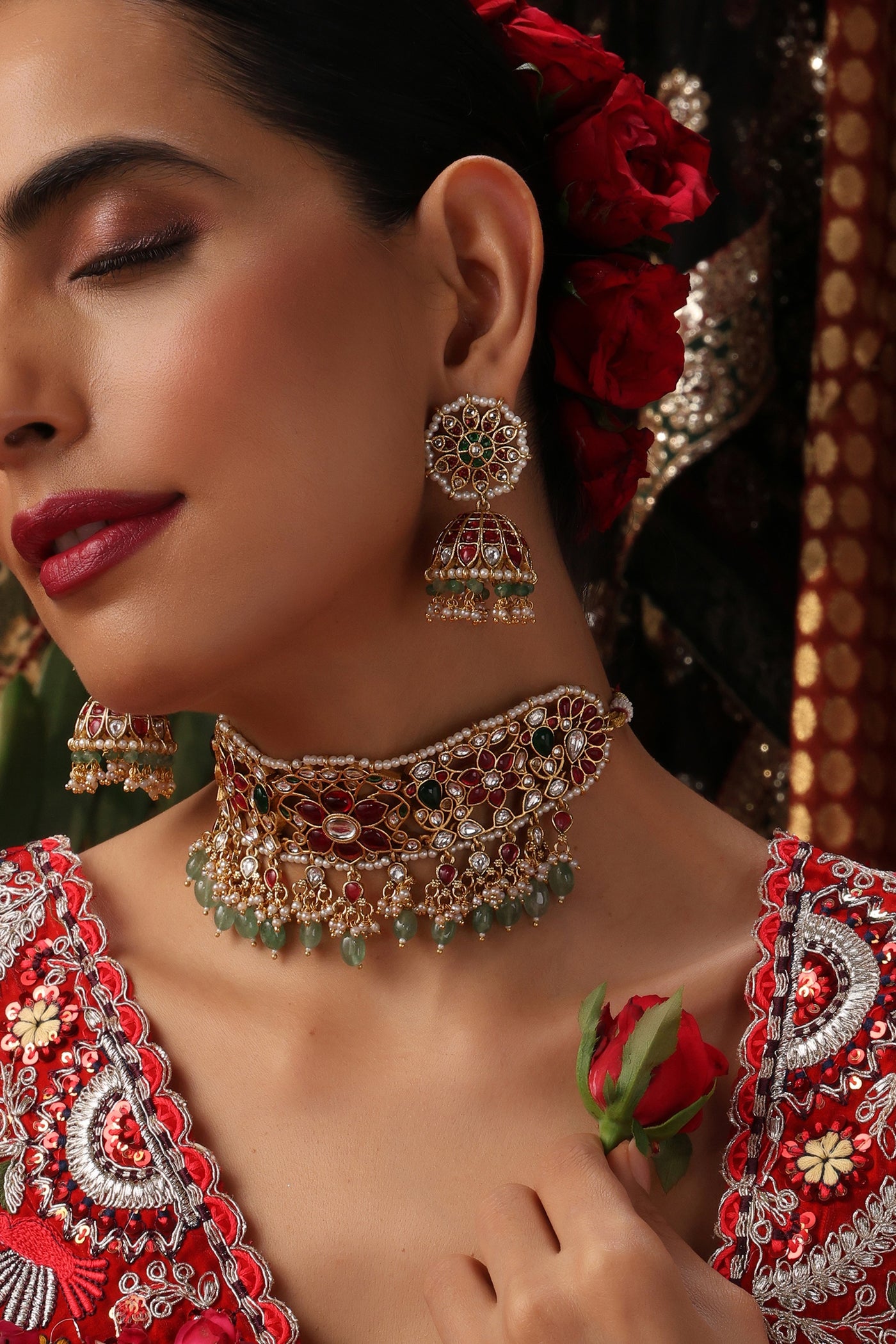 Pavithra Multicolour Jadau Choker Set