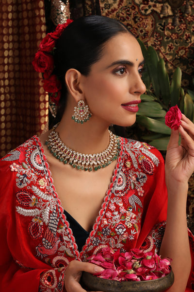 Hritika Green Polki Necklace Set