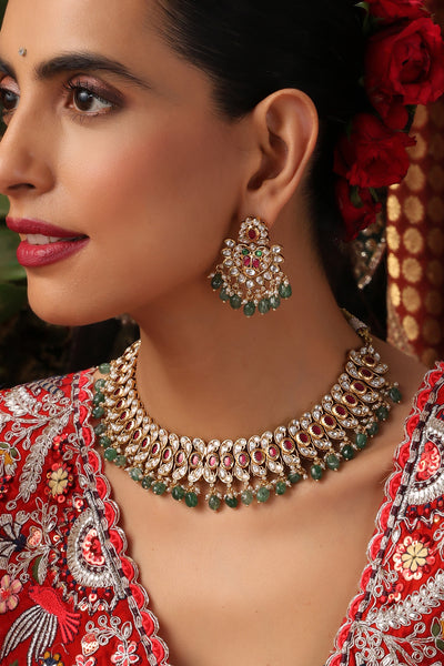 Hritika Green Polki Necklace Set