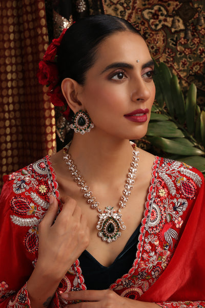 Varna Green Polki Long Necklace Set