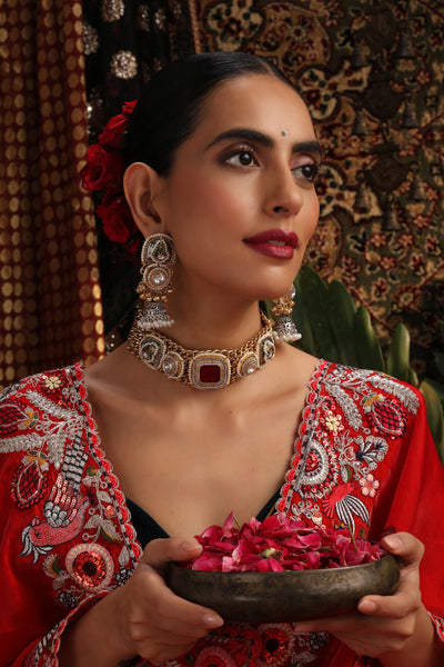 Mahika Ruby Polki Choker Set