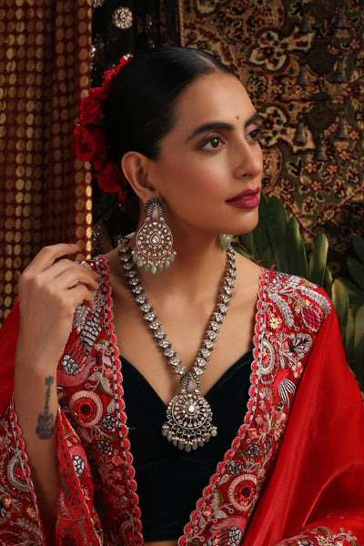 Naiya Emerald Polki Long Necklace Set