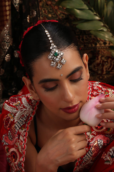 Sefia Green Polki Maang Tikka