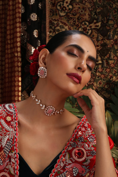 Fozia Pink Polki Choker Set