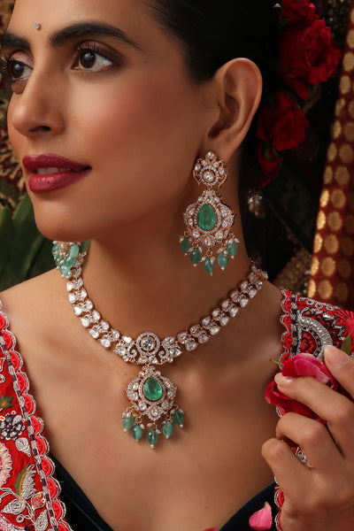Malhar Mint Polki Necklace Set