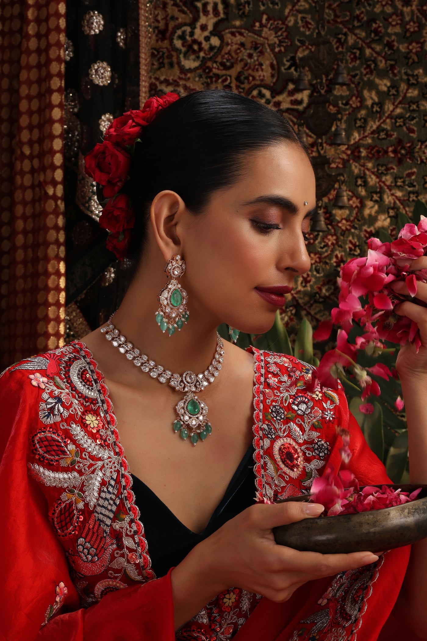 Malhar Mint Polki Necklace Set