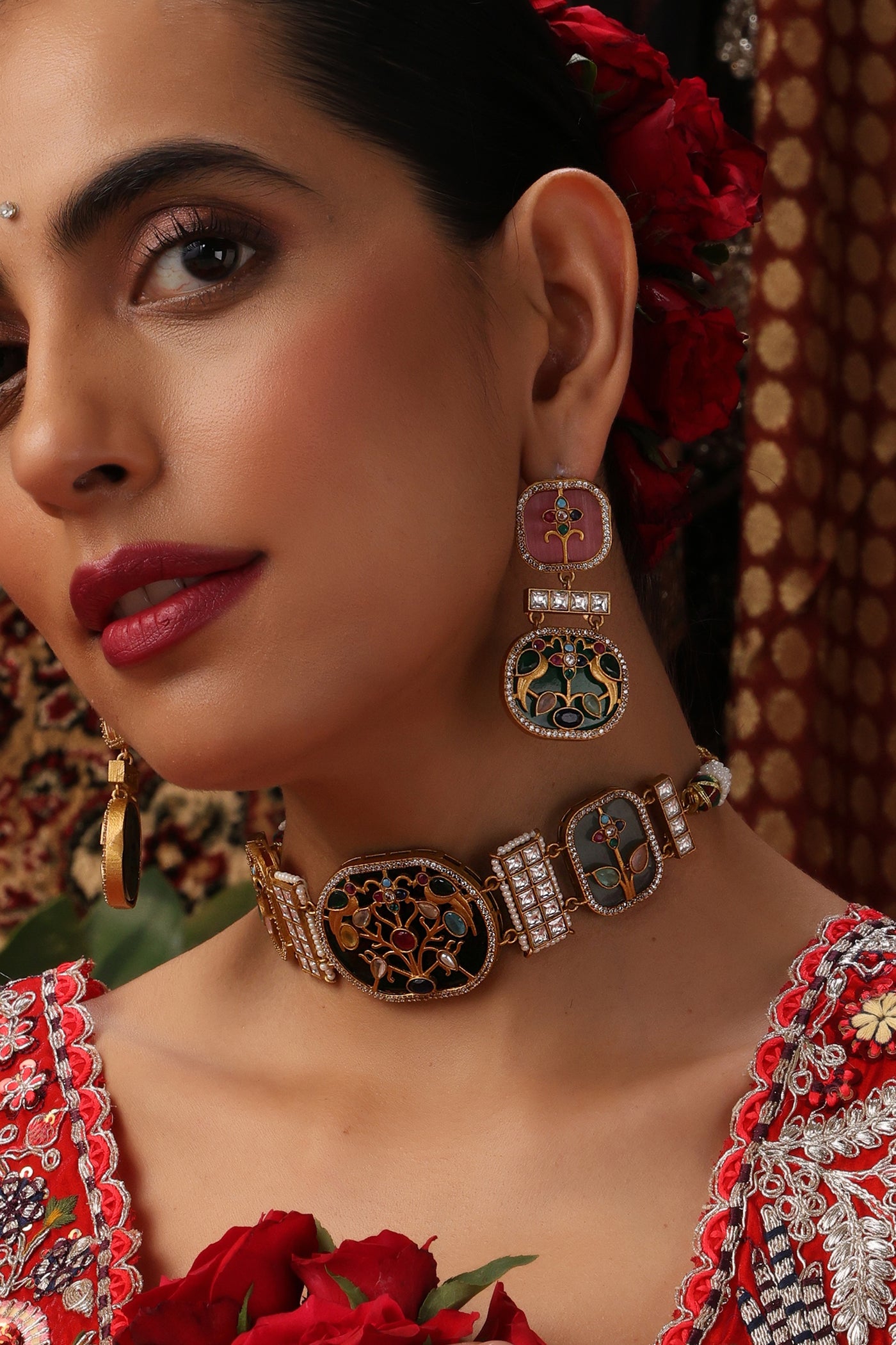 Tamana Multicolor Polki Choker Set