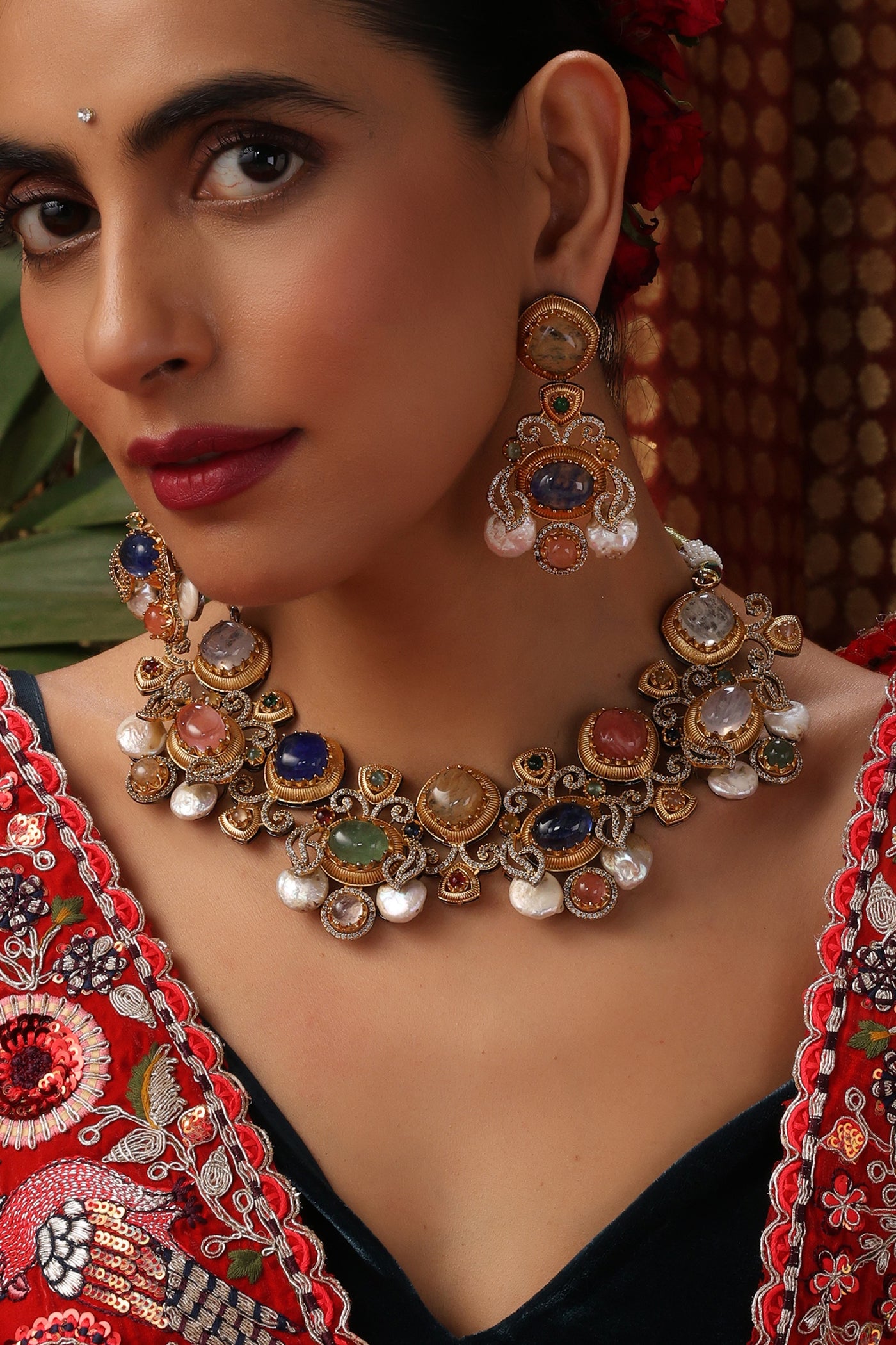 Taj Multicolor Zirconia Necklace Set