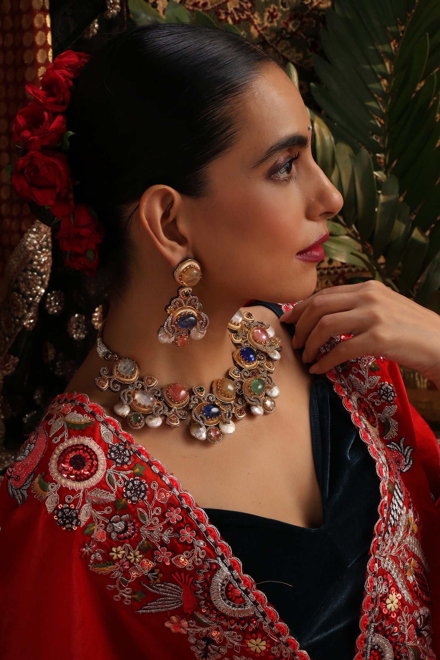 Taj Multicolor Zirconia Necklace Set