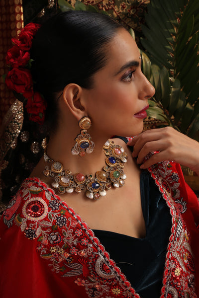 Taj Multicolor Zirconia Necklace Set
