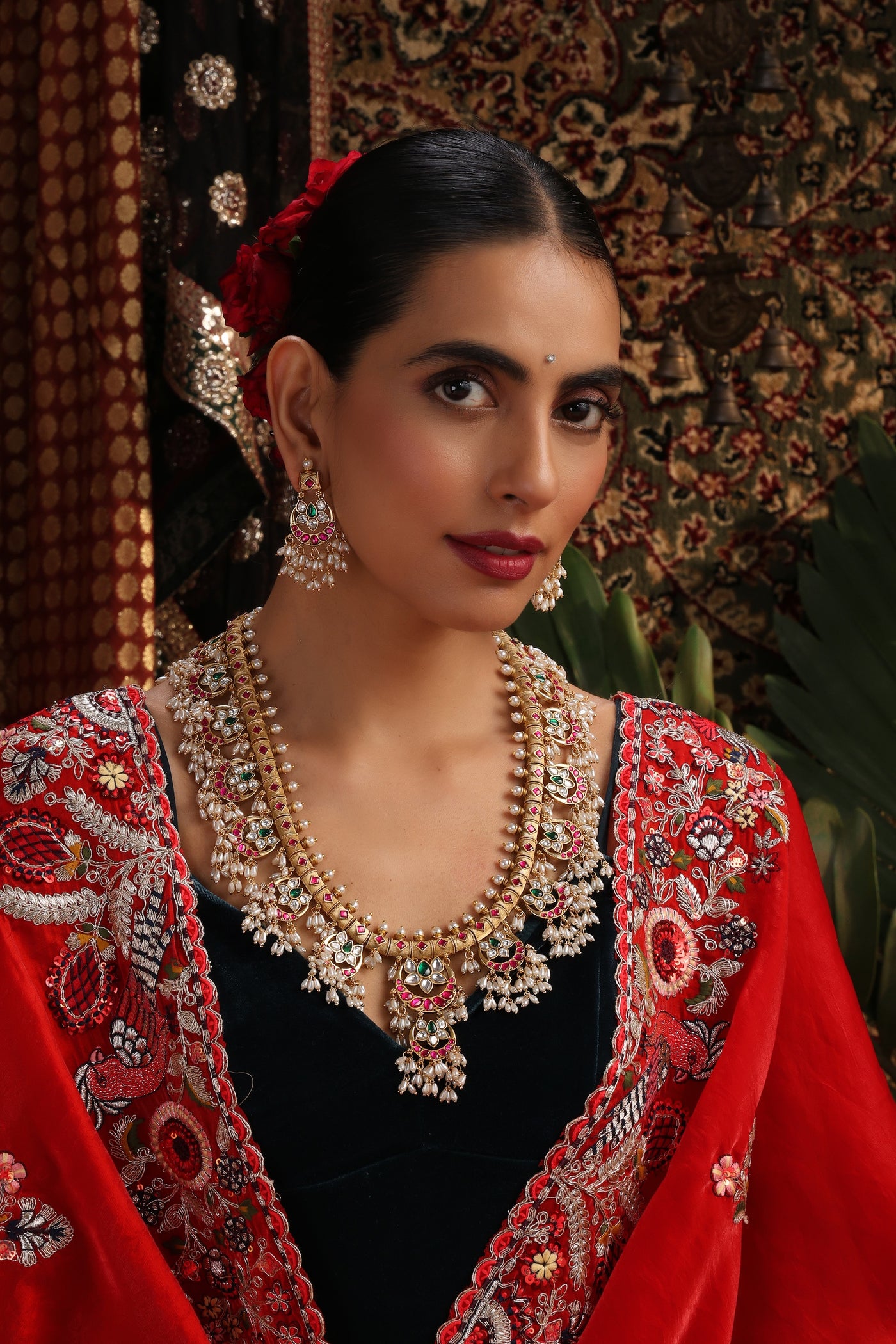 Athira Multicolour Jadau Long Necklace Set