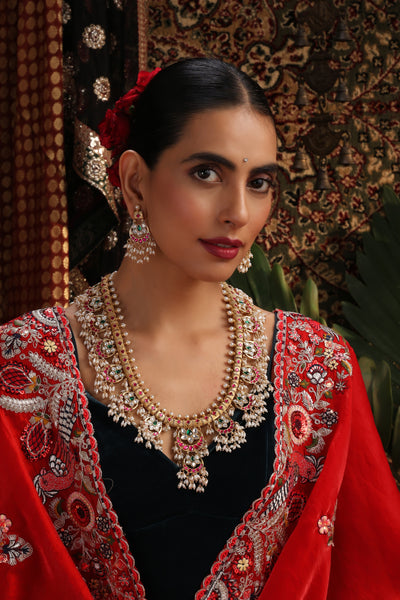 Athira Multicolour Jadau Long Necklace Set