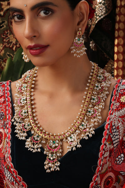 Athira Multicolour Jadau Long Necklace Set