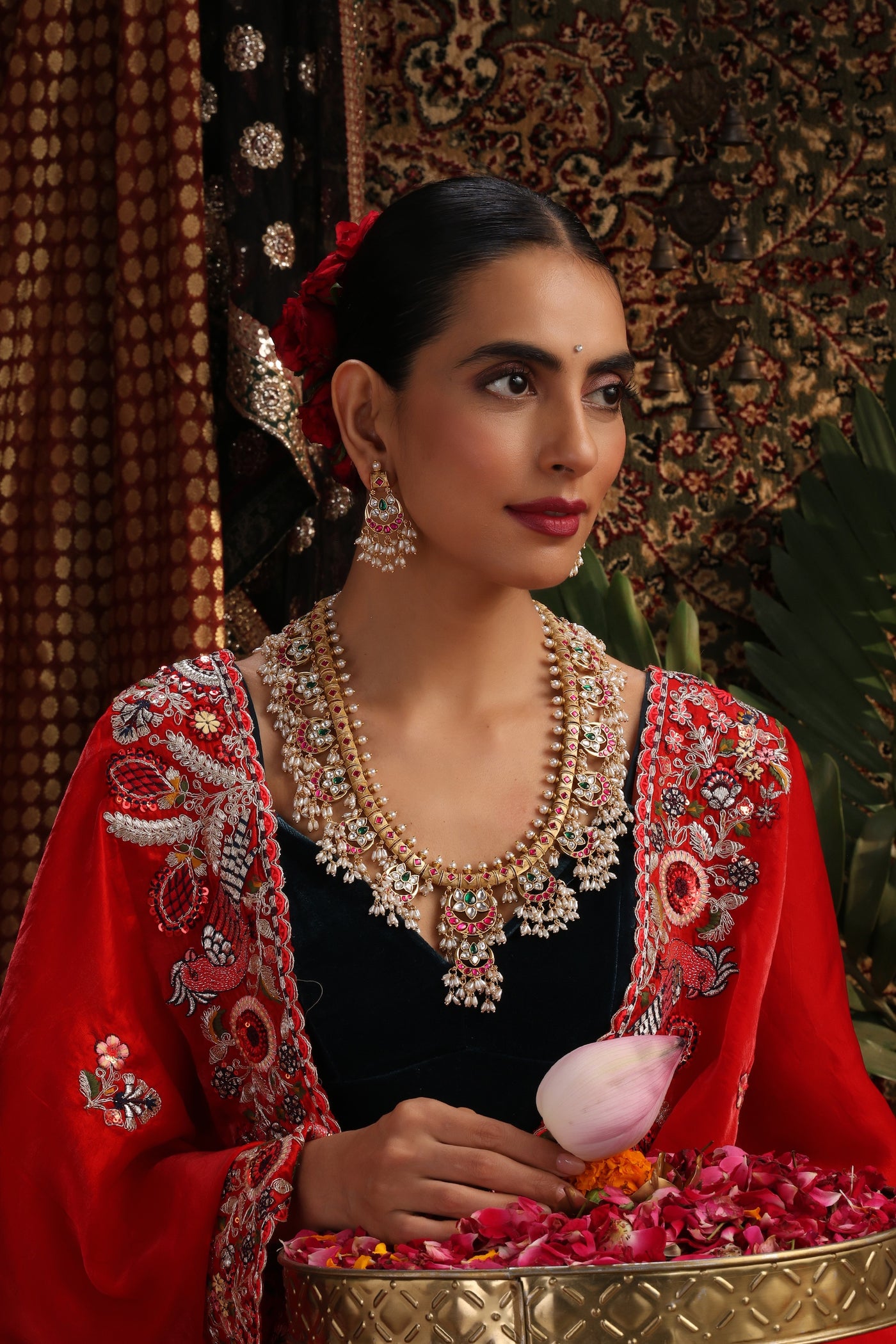 Athira Multicolour Jadau Long Necklace Set