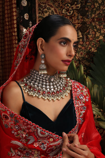 Anam Ruby and Polki Necklace Set