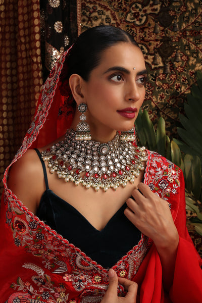 Anam Ruby and Polki Necklace Set