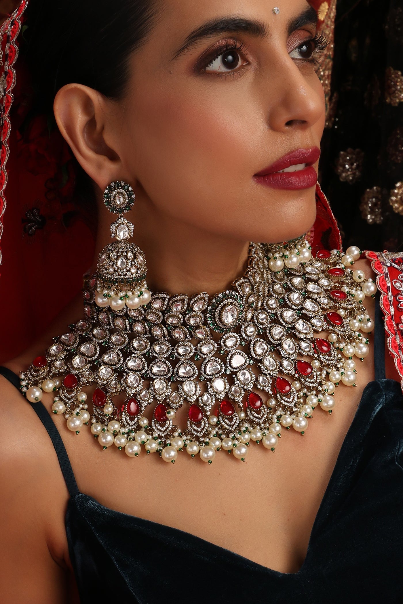 Anam Ruby and Polki Necklace Set