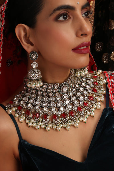 Anam Ruby and Polki Necklace Set