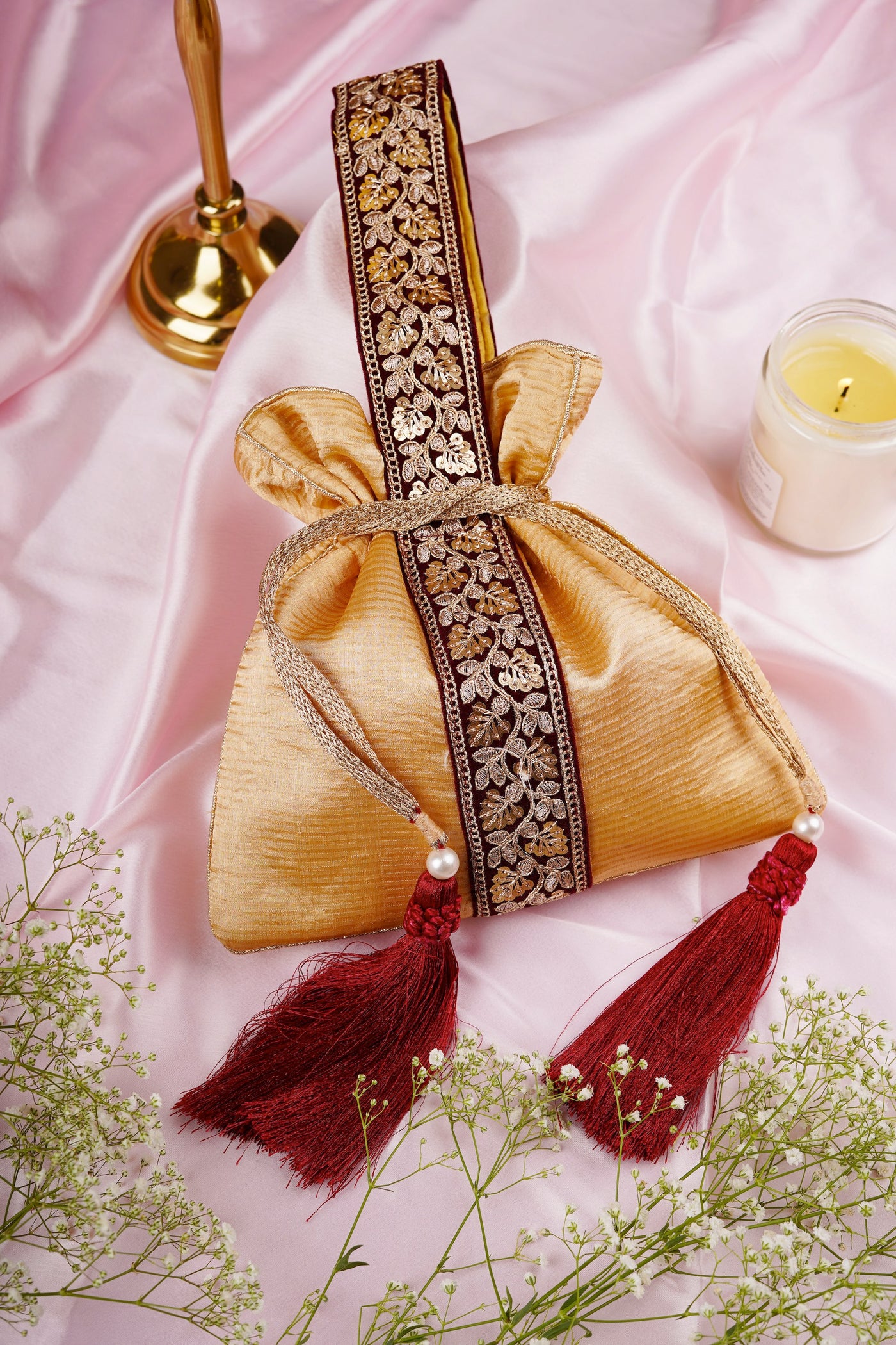 Sejal Gold Organza Potli Bag