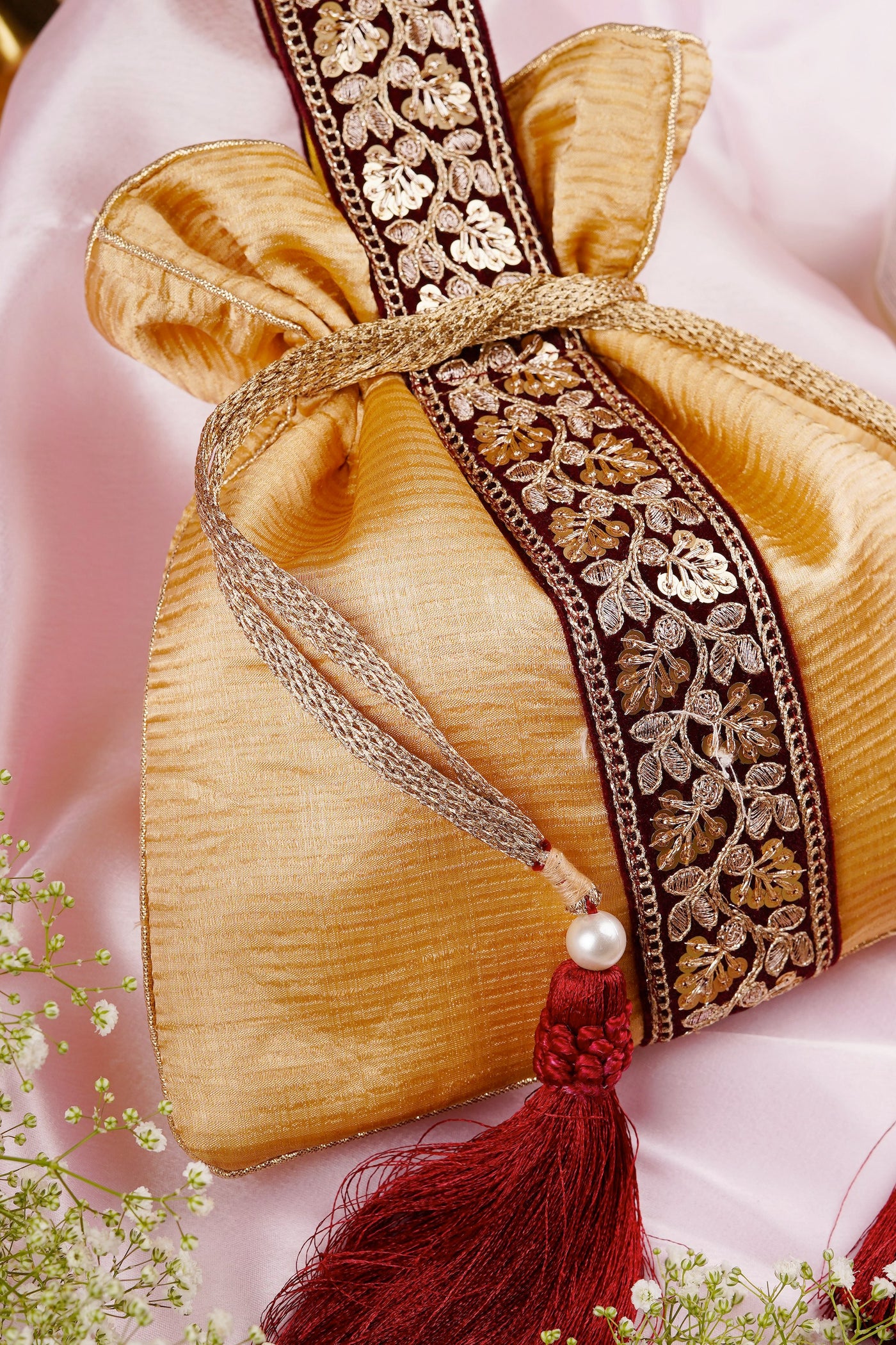 Sejal Gold Organza Potli Bag