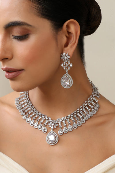 Emery Silver Zirconia Necklace Set