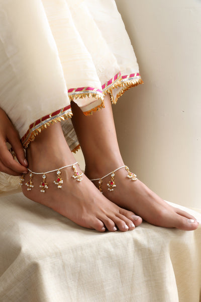 Regina Red Kundan Anklets