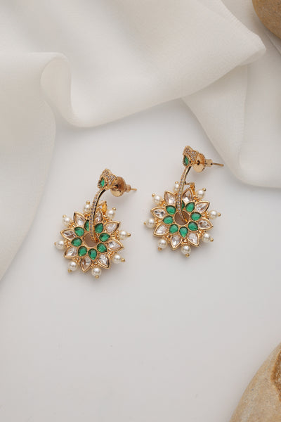 Mriga Green Polki Dangler Earrings