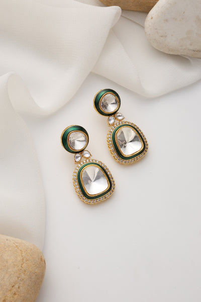 Iris Green Polki Dangler Earrings