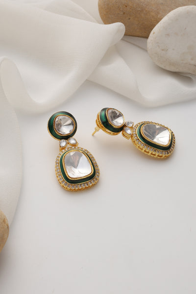 Iris Green Polki Dangler Earrings