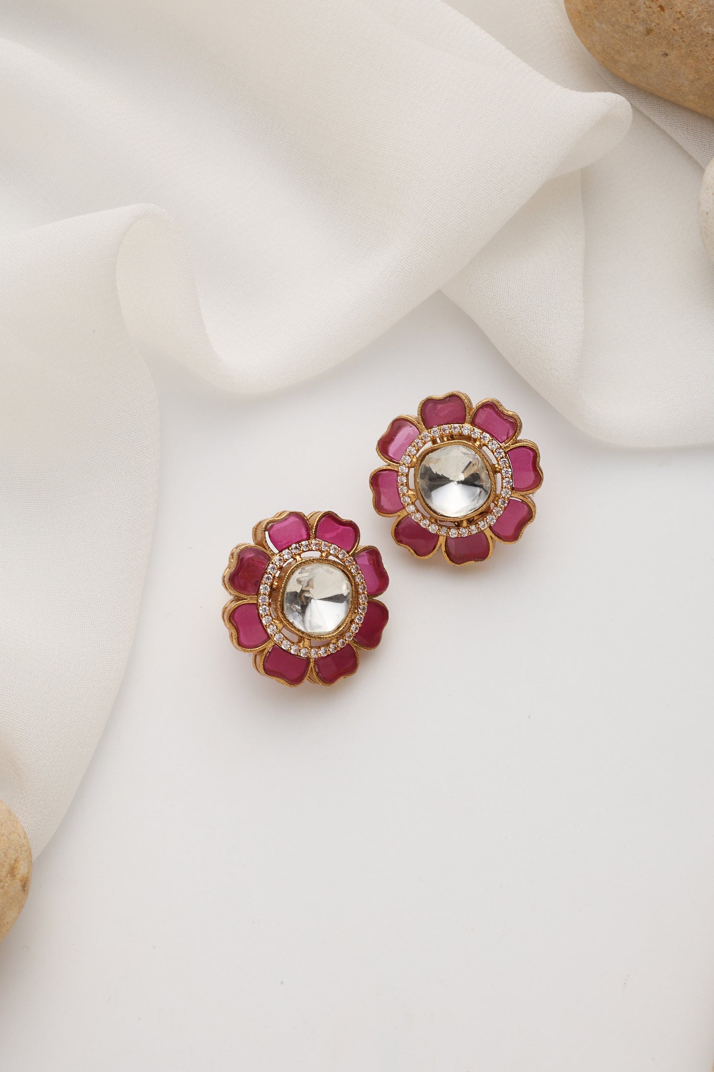 Stella Ruby Polki Stud Earrings