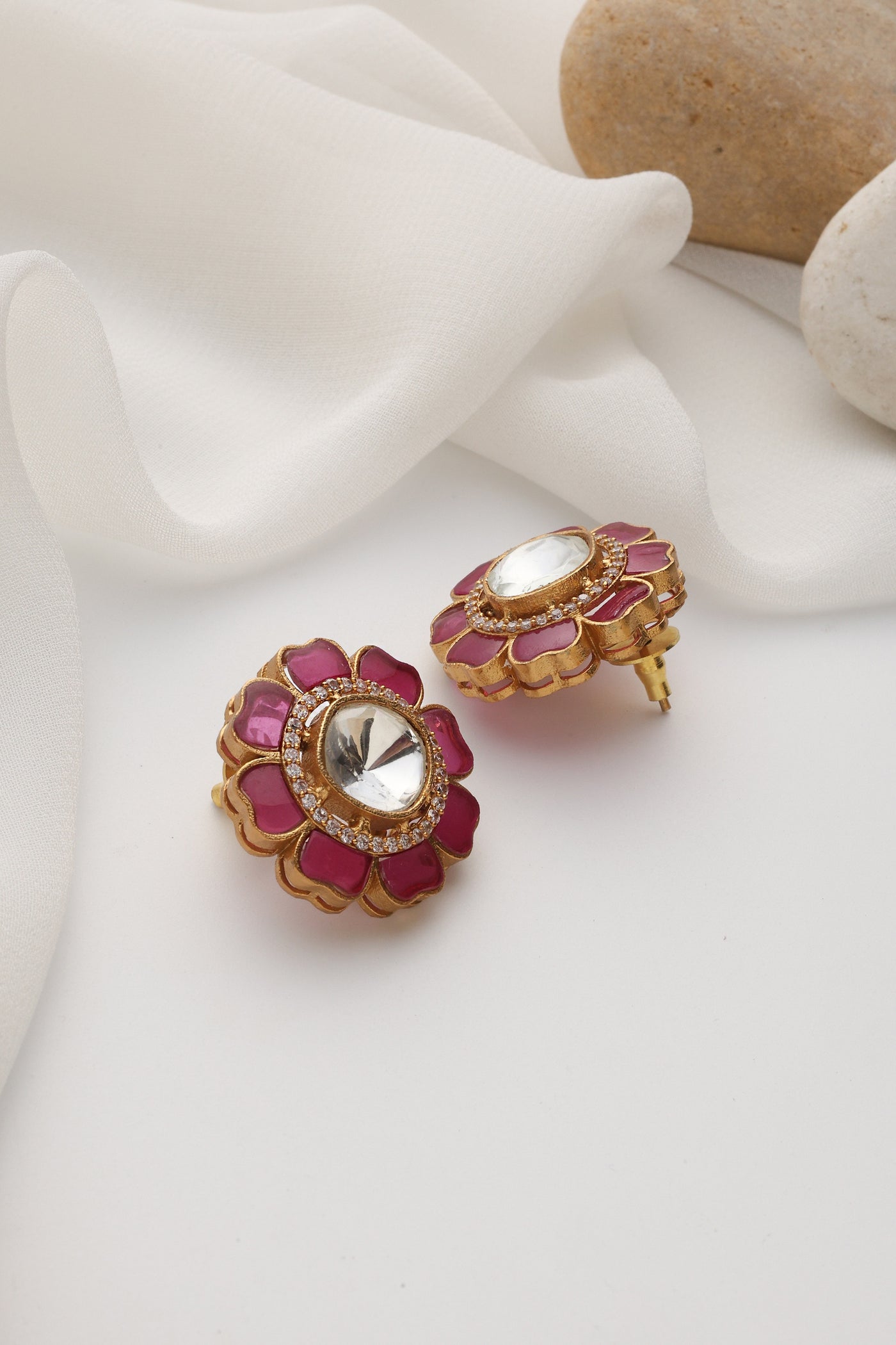 Stella Ruby Polki Stud Earrings