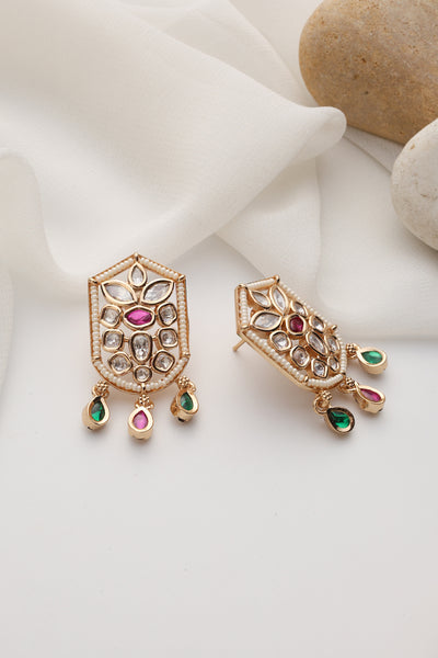 Veksha Multicolour Polki Stud Earrings