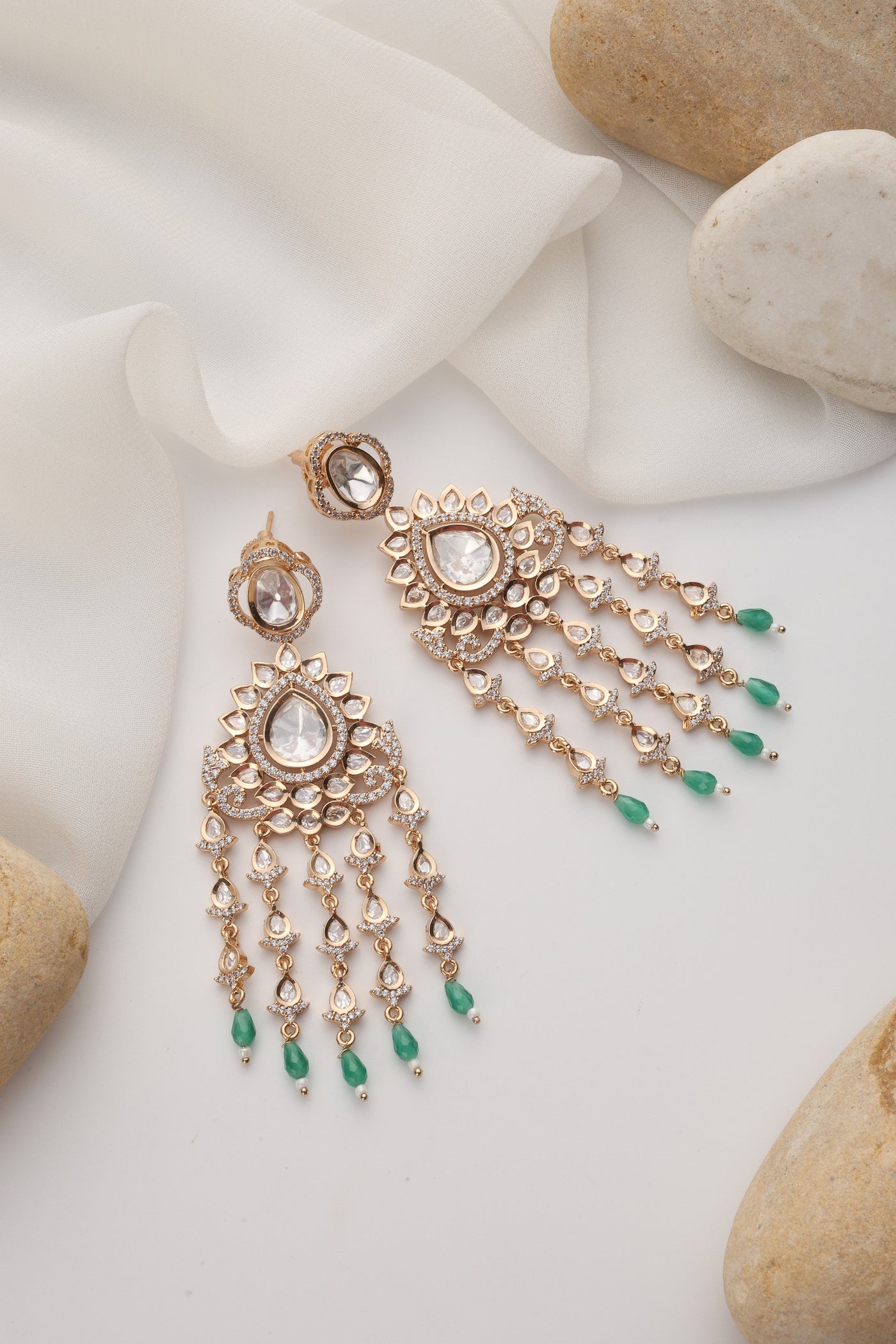 Aishani Green Polki Dangler Earrings